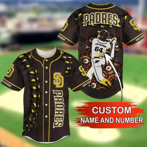 San Diego Padres Personalized Baseball Jersey Bg23 baseball jersey product view 1
