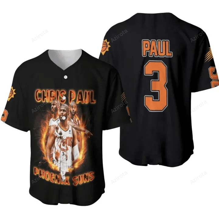 Phoenix Suns Chris Paul 3 Nba Team 3D Designed Baseball Jersey Nba Gift For Fans baseball jersey product view 1
