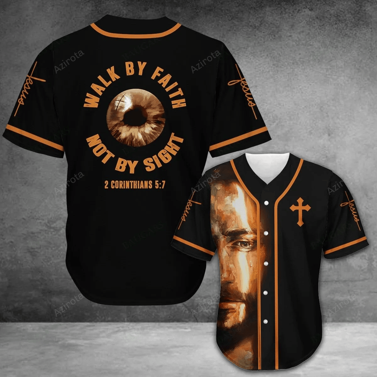 Jesus Walk By Faith Not By Sight Baseball Jersey 373 baseball jersey product view 1