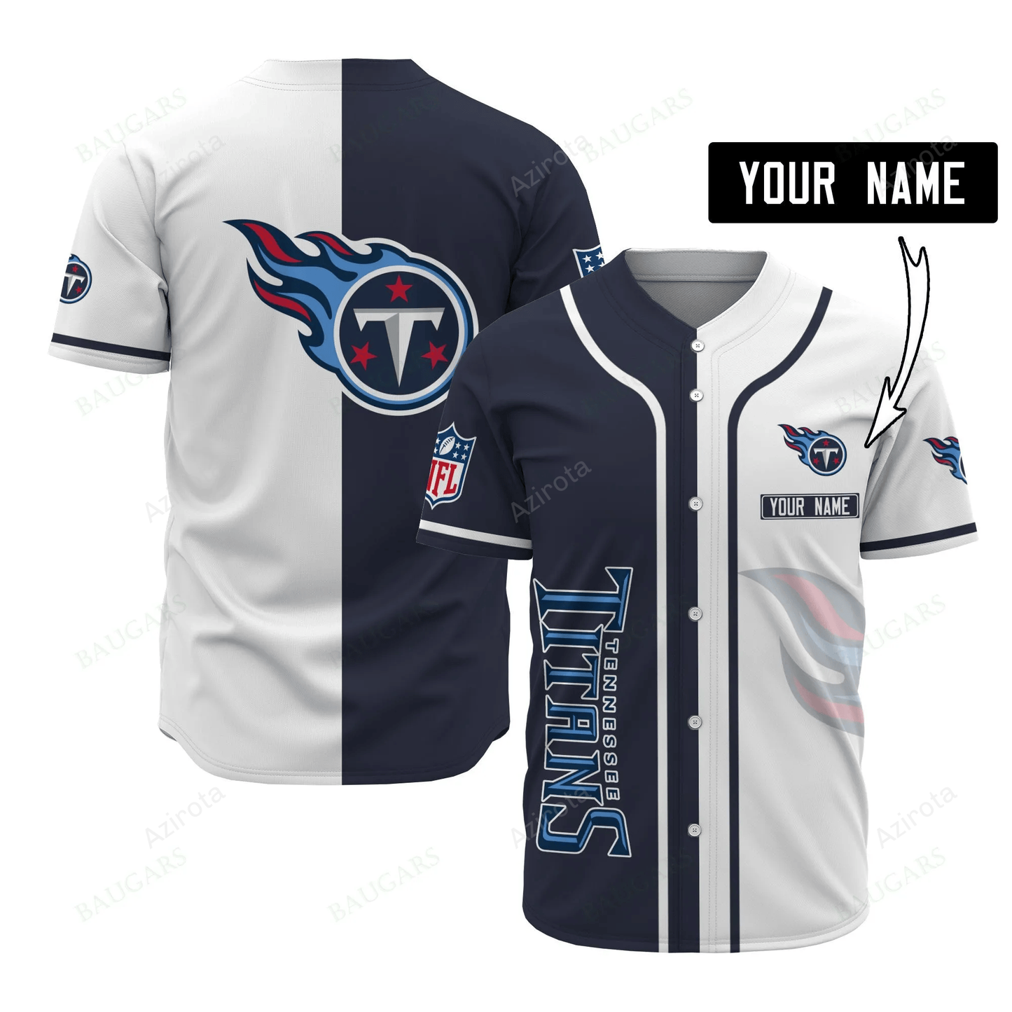 Tennessee Titans Personalized Baseball Jersey 510 baseball jersey product view 1