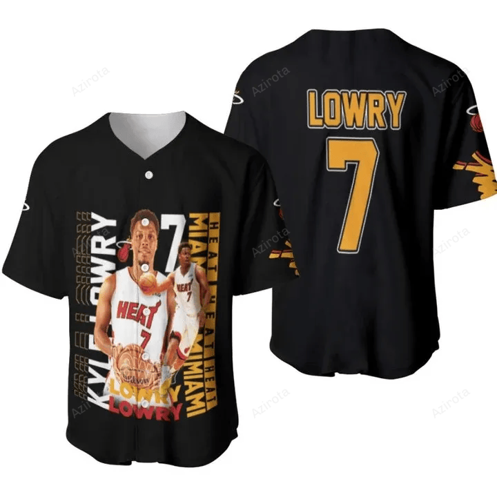 Miami Heat Kyle Lowry 7 Nba The Greatest Player Of All The Time Black 3D Designed Baseball Jersey Nba Gift For Fans baseball jersey product view 1