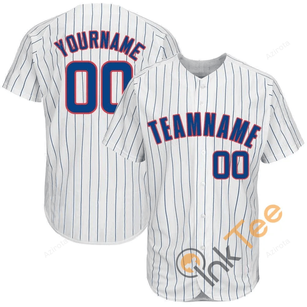 Custom White Royal Strip Royal Red Baseball Jersey baseball jersey product view 1