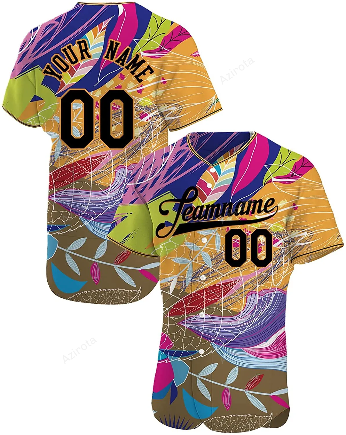 Personalized Colorful Printed Name And Number Idea Gift For Fans Baseball Jersey baseball jersey product view 1