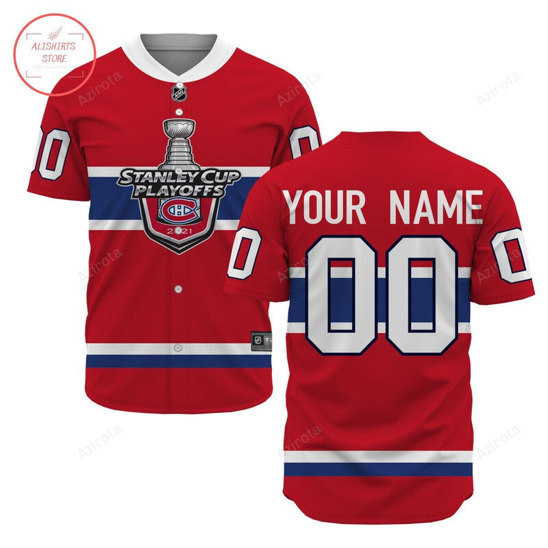 NHL-Montreal-Canadiens-Personalized-Baseball-Jersey-NHL-Gift-For-Fans hockey jersey product view 1