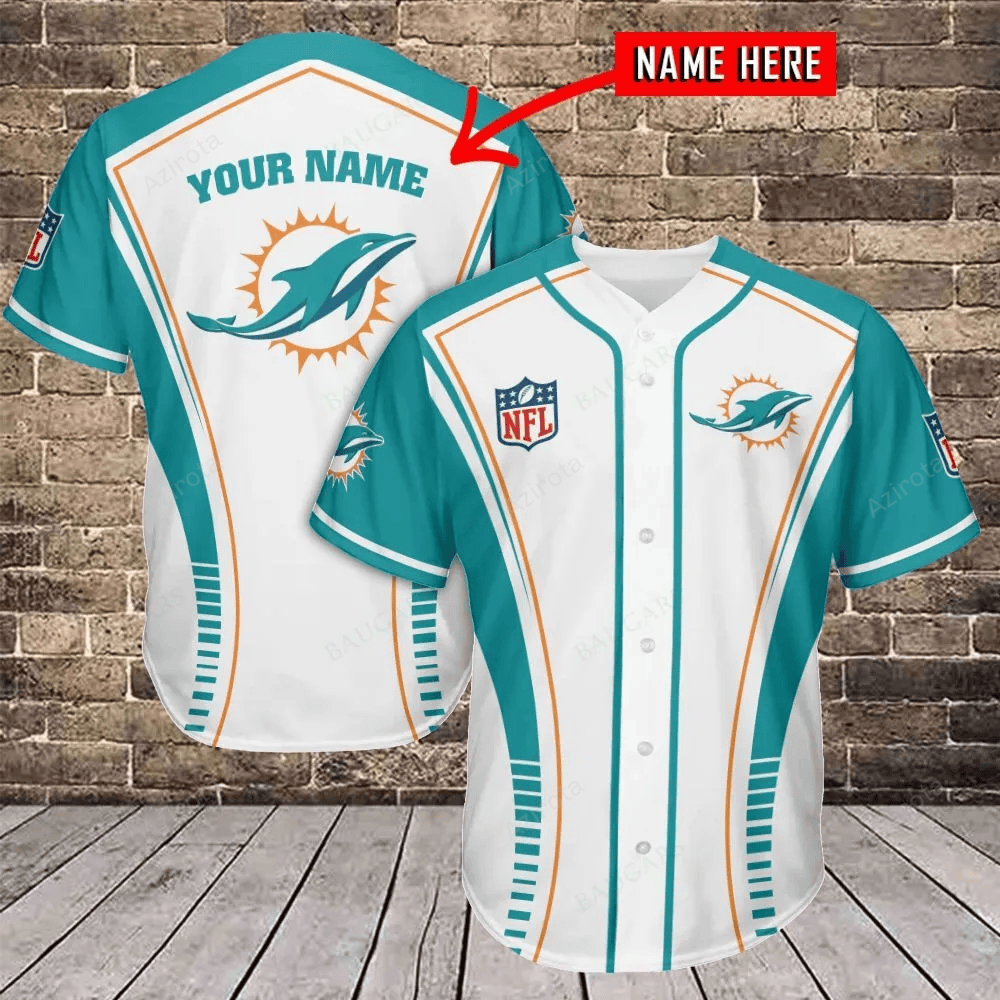 Miami Dolphins Personalized Baseball Jersey 457 baseball jersey product view 1