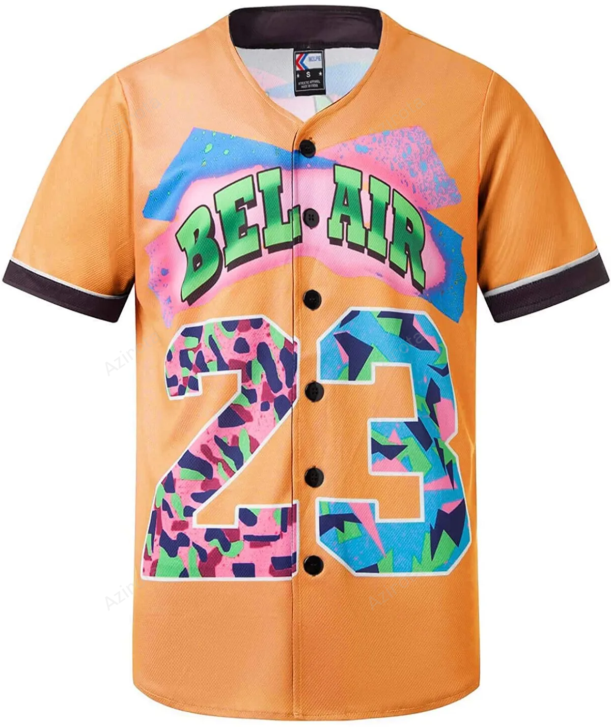 Personalized Orange Shirts Hip Hop 90s Fashion Custom Number Idea Gift For Fans Baseball Jersey - Zimustore baseball jersey product view 1