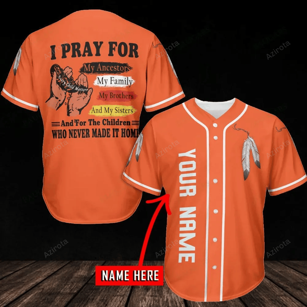 Native I Pray For Personalized Name Baseball Jersey 380 baseball jersey product view 1