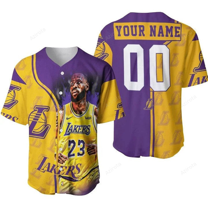 23 King James Los Angeles Lakers Nba Western Coference Personalized Baseball Jersey Nba Gift For Fan baseball jersey product view 1