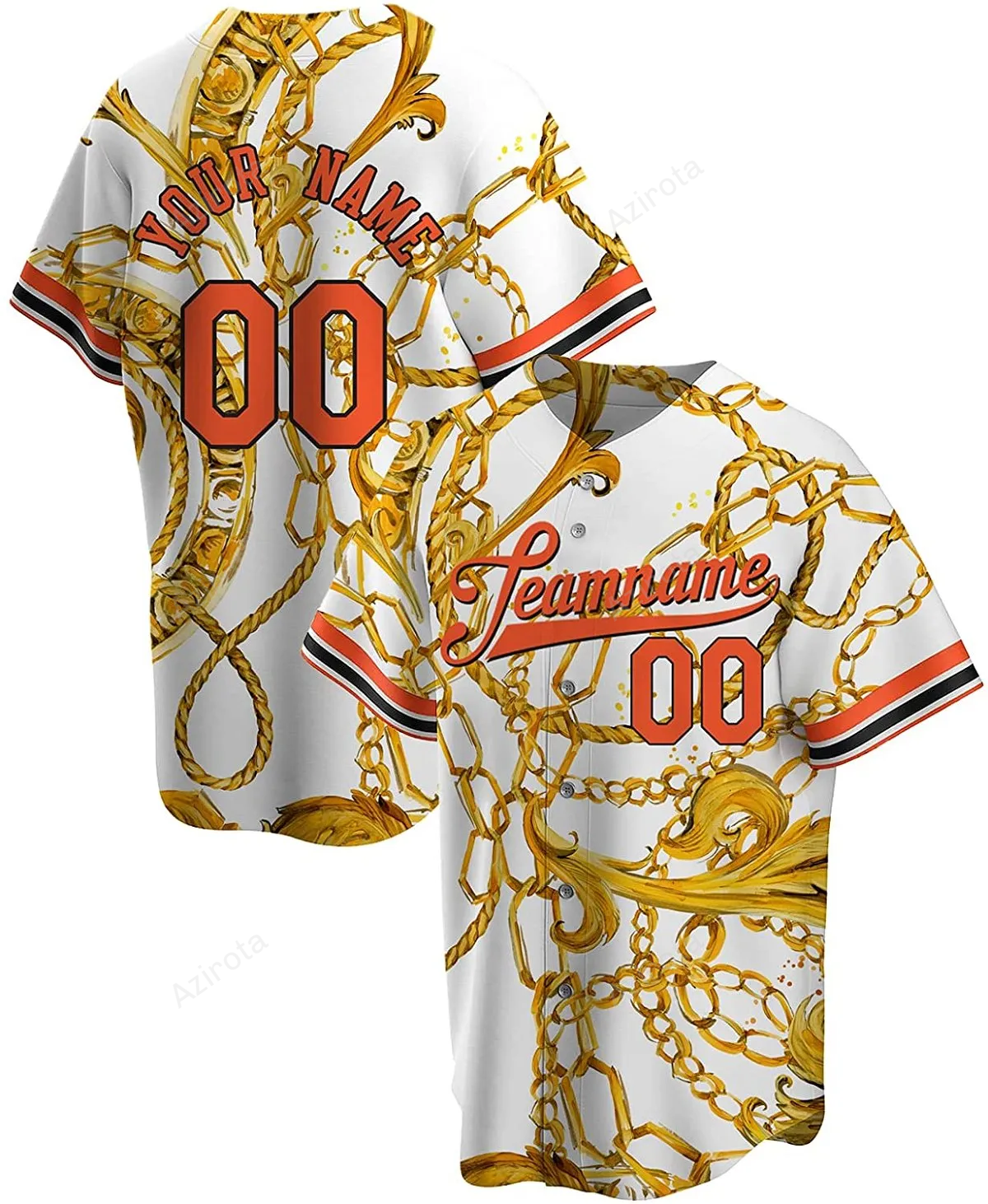 Personalized White And Gold Color Printed Name And Number Idea Gift For Fans Baseball Jersey - Zimustore baseball jersey product view 1