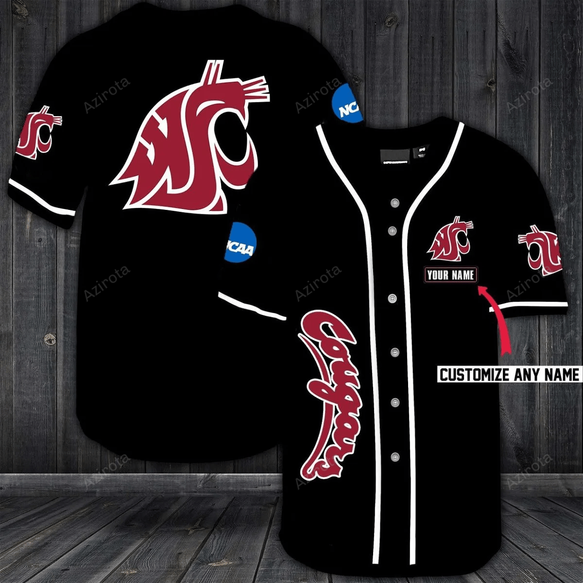 Washington State Cougars Personalized Custom Name For You Baseball Jersey - Zimustore baseball jersey product view 1