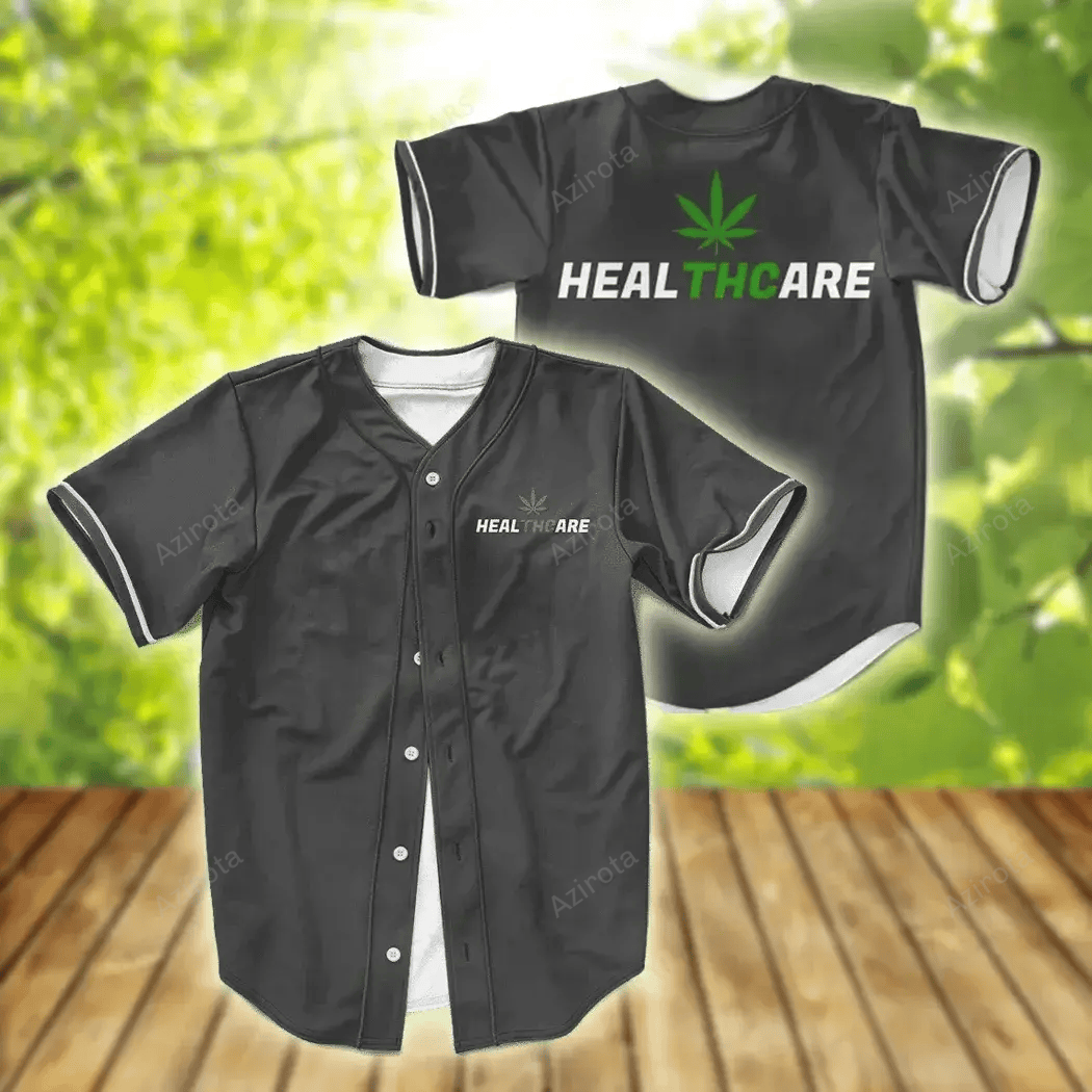Weed Thc Healthcare Dope Vector Marijuana Baseball Jersey Colorful Adult Unisex S 5Xl Full Size baseball jersey product view 1