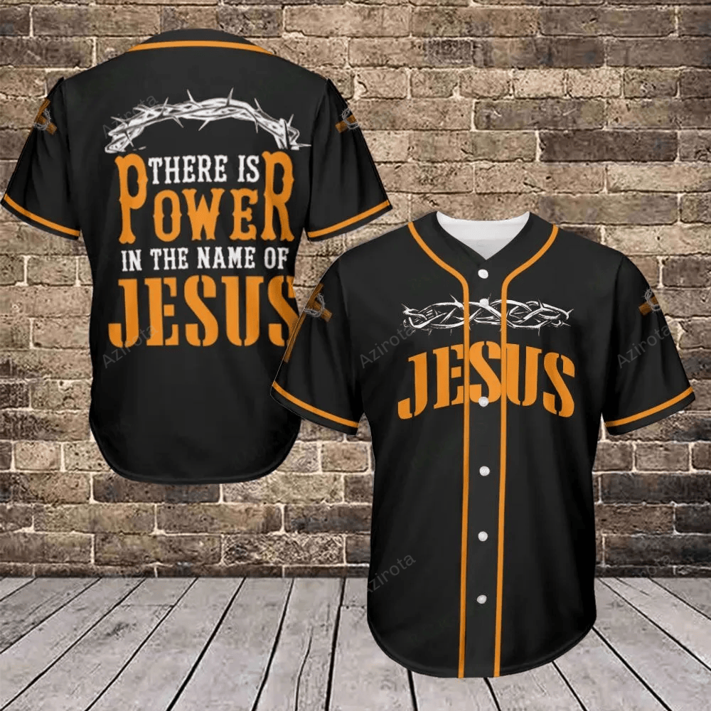 Jesus There Is Power In The Name Of Jesus Baseball Jersey 431 baseball jersey product view 1
