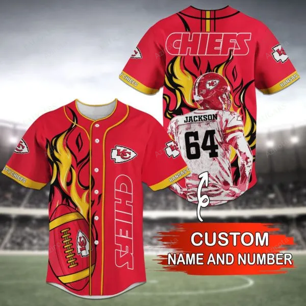 Kansas City Chiefs Personalized Baseball Jersey Bg41 baseball jersey product view 1