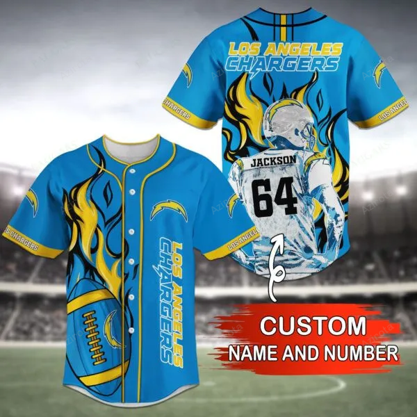 Los Angeles Chargers Personalized Baseball Jersey Bg45 baseball jersey product view 1