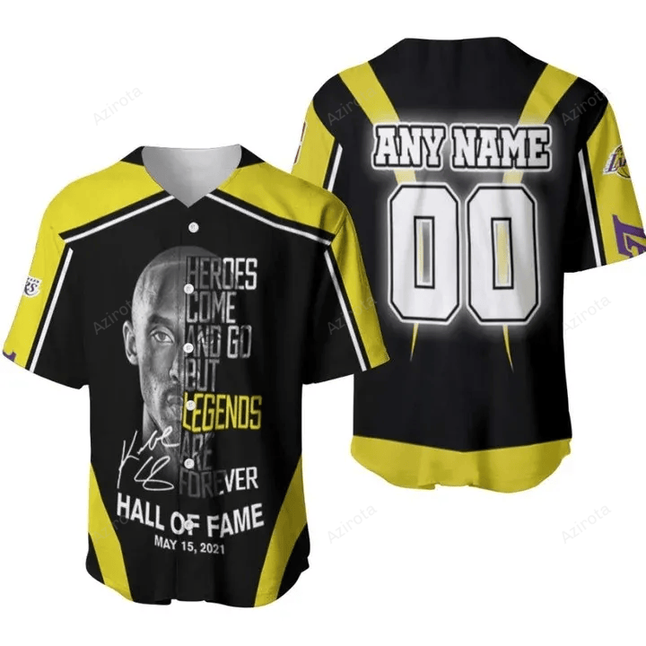 Kobe Bryant 24 Heroes Come And Go But Legends Are Forever Los Angeles Lakers Nba 3D Designed Personalized Baseball Jersey Nba Gift For Fans baseball jersey product view 1