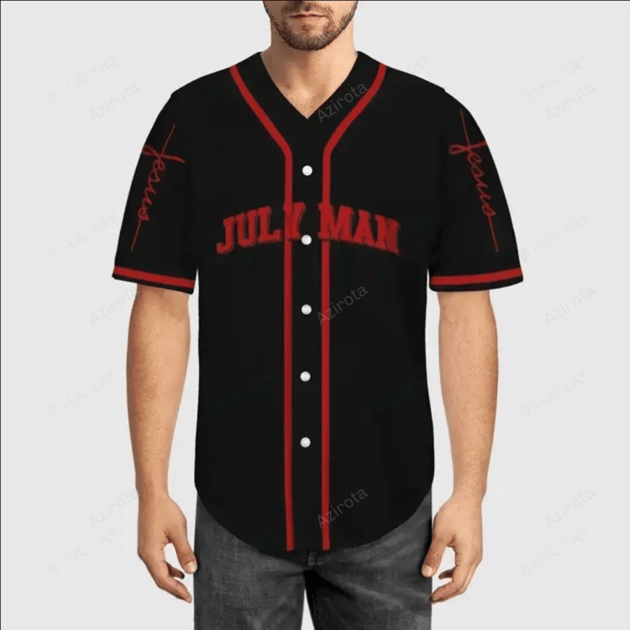 July Man A Warrior Of Christ Baseball Jersey 177 baseball jersey product view 1