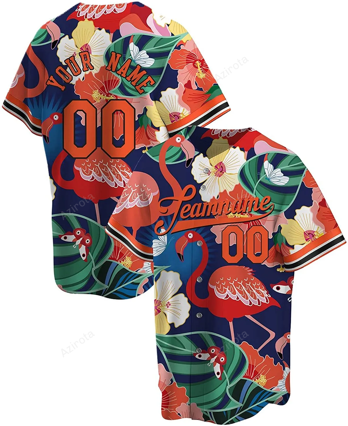 Personalized Colorful Flamingo Printed Name And Number Idea Gift For Fans Baseball Jersey baseball jersey product view 1