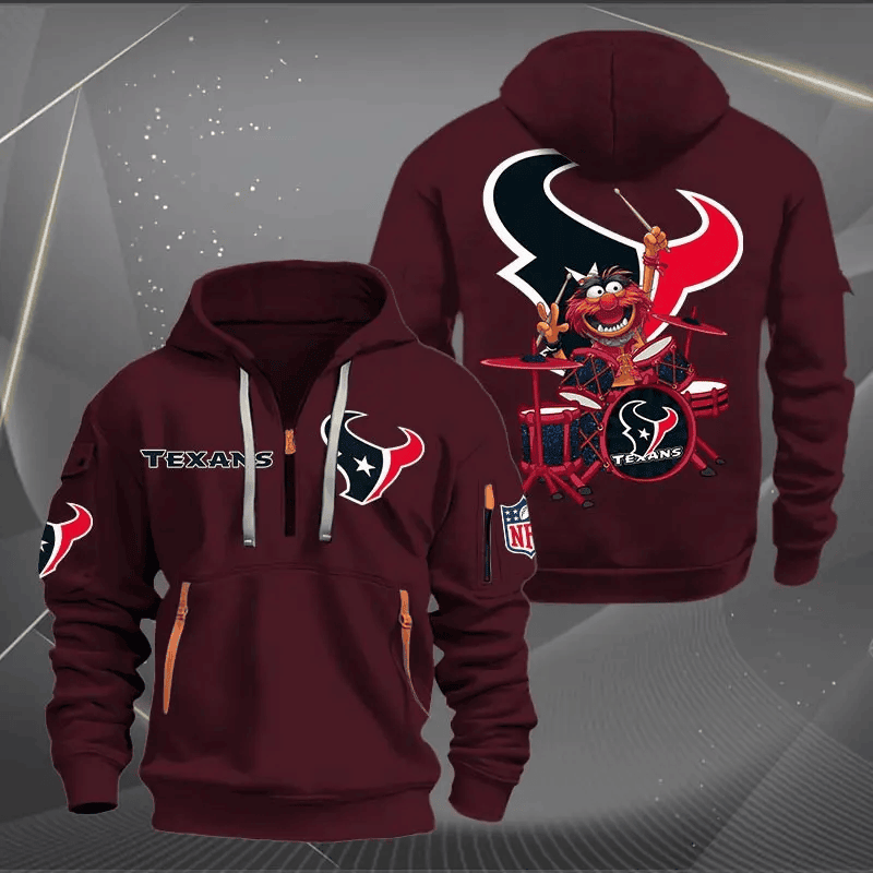 Houston Texan Football Team Quarter Zip Hoodie Rocking Drummer Football Fan Gift Unisex T-shirt, Sweatshirt, Hoodie, Long Sleeve Tee - T-Shirt, Sweatshirt, Hoodie
