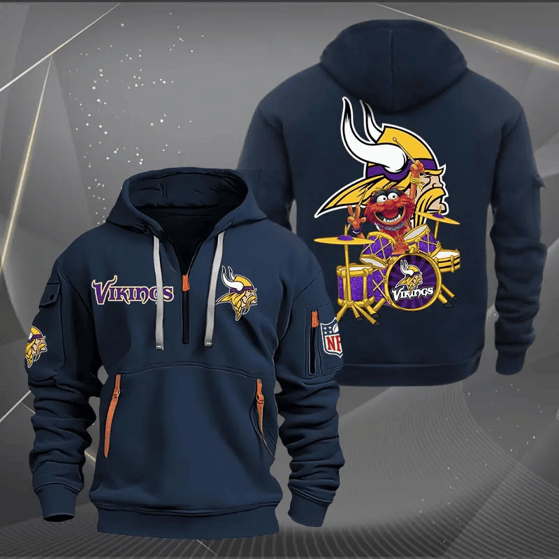 Minnesota Vikings Football Team Quarter Zip Hoodie Rocking Drummer Football Fan Gift Unisex T-shirt, Sweatshirt, Hoodie, Long Sleeve Tee - T-Shirt, Sweatshirt, Hoodie