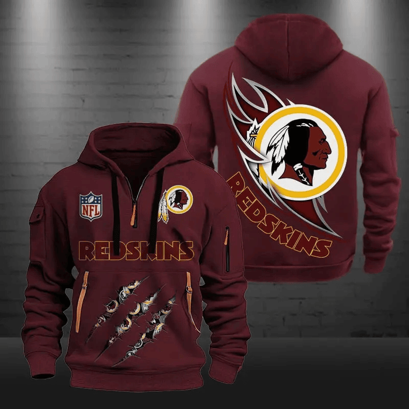 Washington Redskins Quarter Zip Hoodie Football Team Logo Gift For Fan Unisex T-shirt, Sweatshirt, Hoodie, Long Sleeve Tee - T-Shirt, Sweatshirt, Hoodie