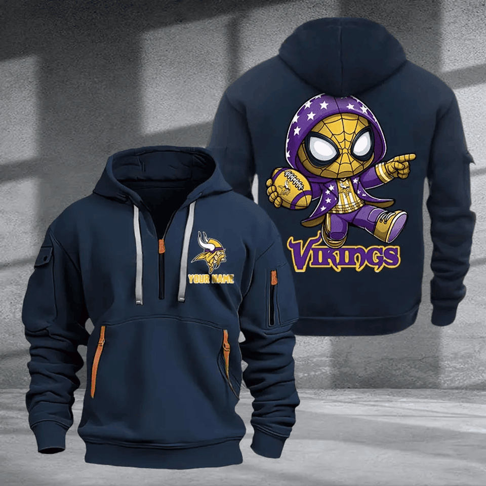 Minnesota Vikings Quarter Zip Hoodie Custom Name Multicolor Edition Unisex T-shirt, Sweatshirt, Hoodie, Long Sleeve Tee - T-Shirt, Sweatshirt, Hoodie