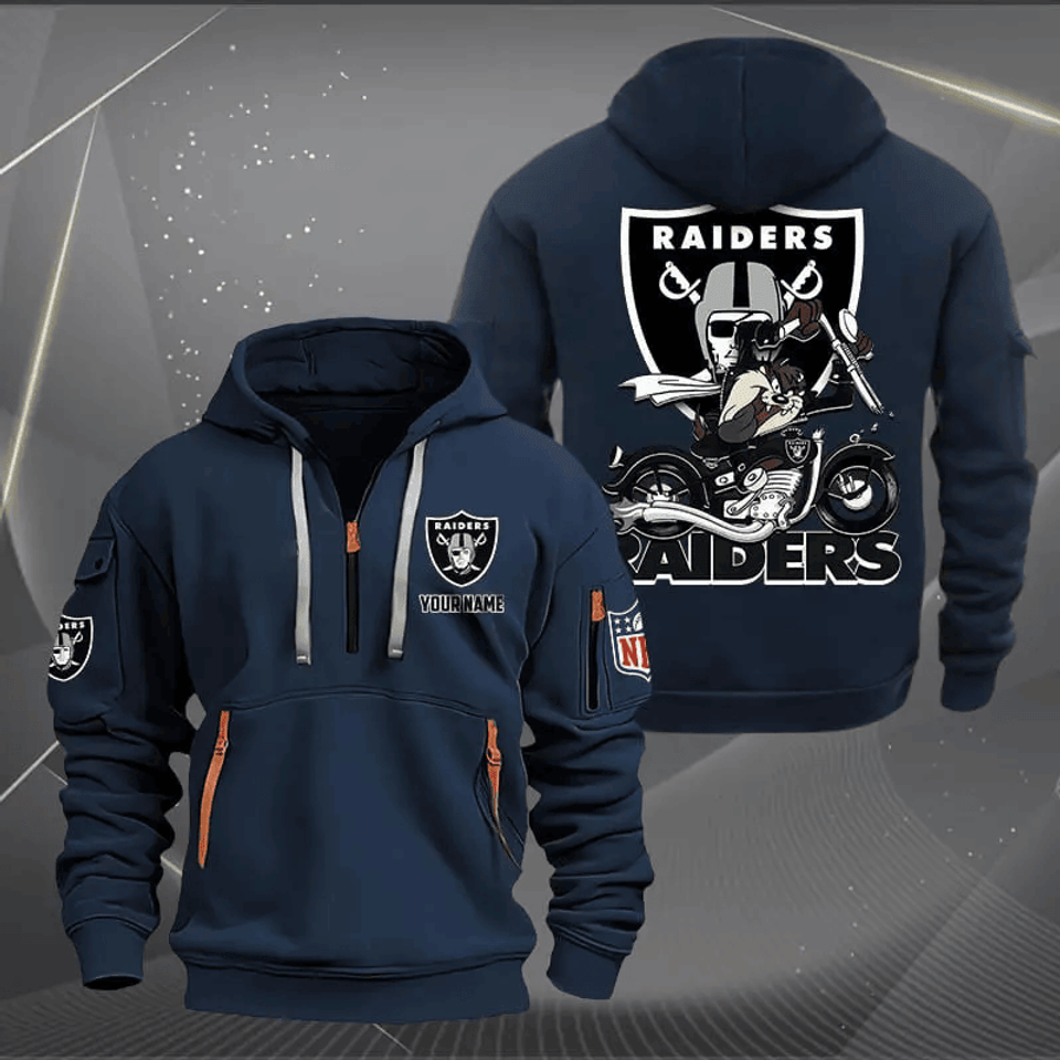 Las Vegas Raider Quarter Zip Hoodie Biker Taz Custom Name Gift For Fan Unisex T-shirt, Sweatshirt, Hoodie, Long Sleeve Tee - T-Shirt, Sweatshirt, Hoodie