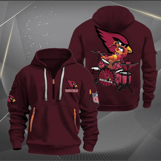 Arizonna Cardinals Quarter Zip Hoodie Rocking Drummer Custom Name Gift For Fan Unisex T-shirt, Sweatshirt, Hoodie, Long Sleeve Tee - T-Shirt, Sweatshirt, Hoodie