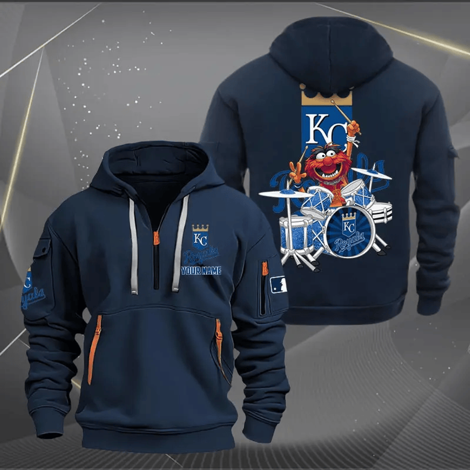 Kansas Royals Baseball Team Quarter Zip Hoodie Rocking Drummer Custom Name Fan Gift Unisex T-shirt, Sweatshirt, Hoodie, Long Sleeve Tee - T-Shirt, Sweatshirt, Hoodie