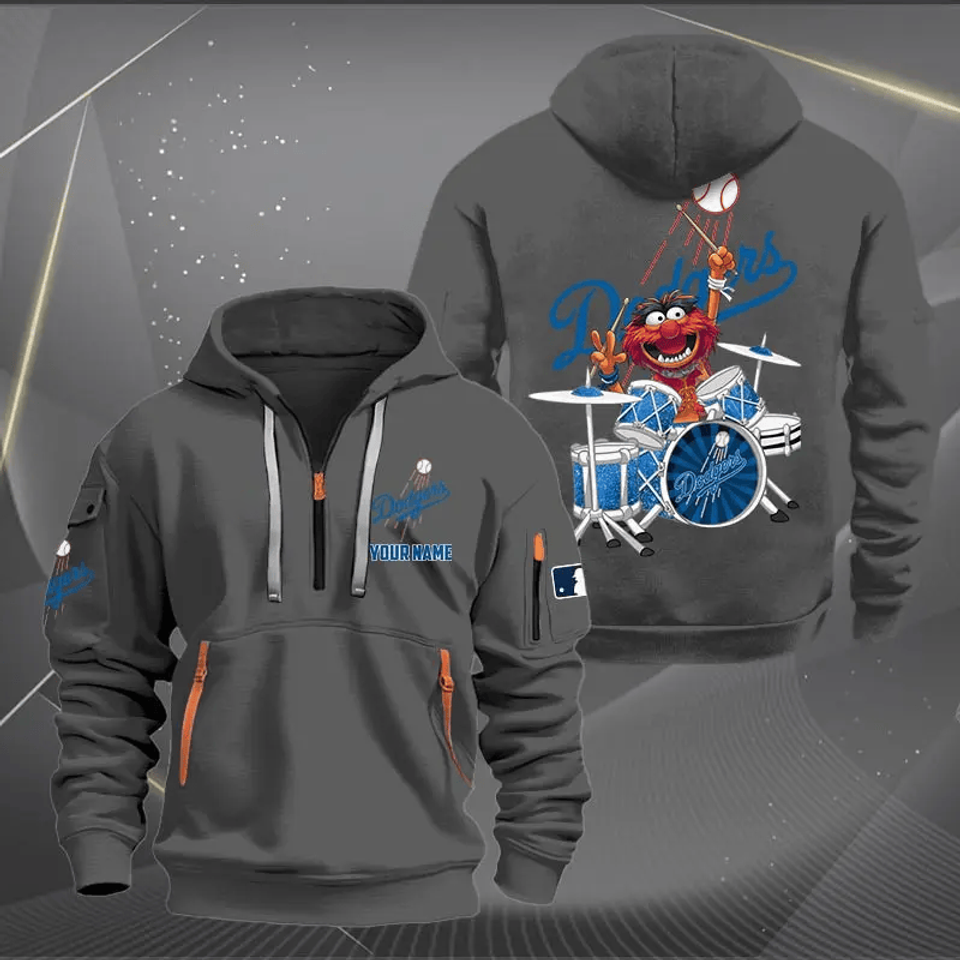 Los Angeles Dodgers Baseball Team Quarter Zip Hoodie Rocking Drummer Custom Name Fan Gift Unisex T-shirt, Sweatshirt, Hoodie, Long Sleeve Tee - T-Shirt, Sweatshirt, Hoodie