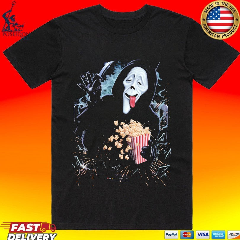 Ghost Face Spoof Scary Movie Munchies T-shirt Unisex T-shirt, Sweatshirt, Hoodie, Long Sleeve Tee - T-Shirt, Sweatshirt, Hoodie