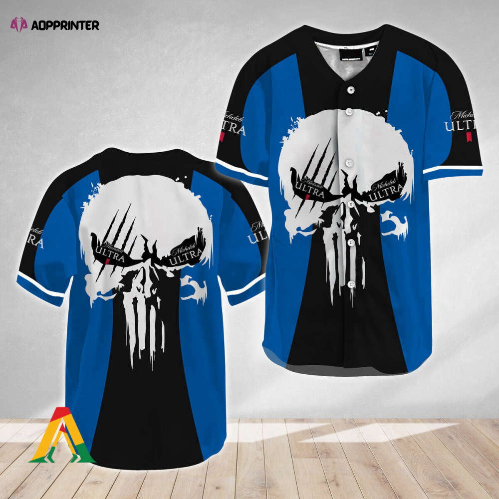 Ghost Head White Skull Michelob ULTRA Baseball Jersey - Aopprinter baseball jersey product view 1