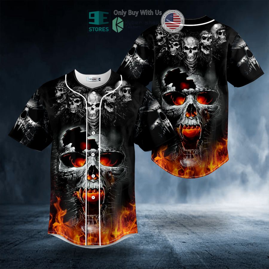 BEST Ghost Rider Fire Skull Baseball Shirt baseball jersey product view 1