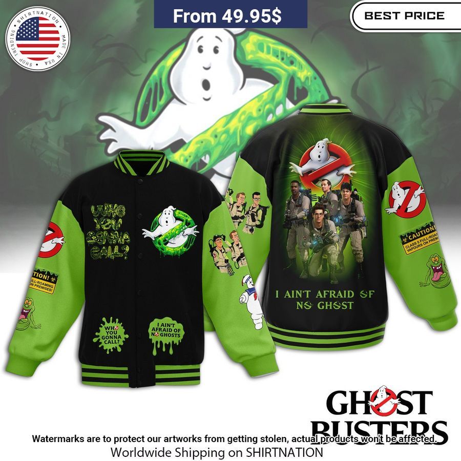 Ghostbusters Caution Baseball jacket baseball jersey product view 1