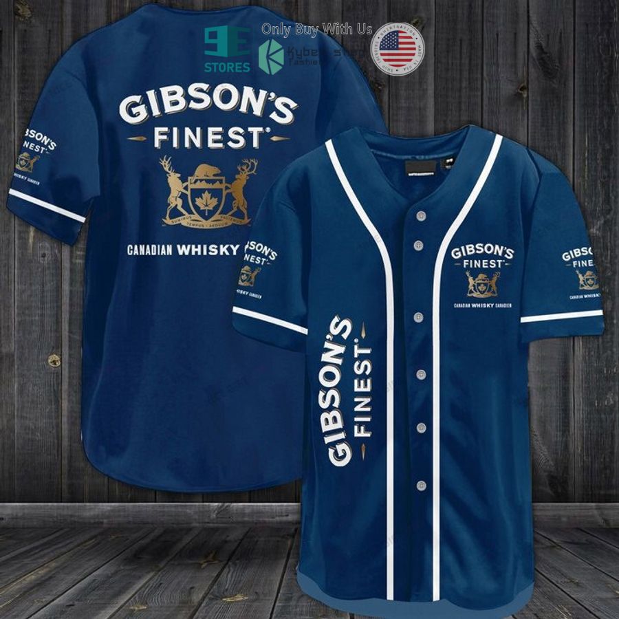 BEST Gibson's Finest Whisky blue Baseball Jersey baseball jersey product view 1
