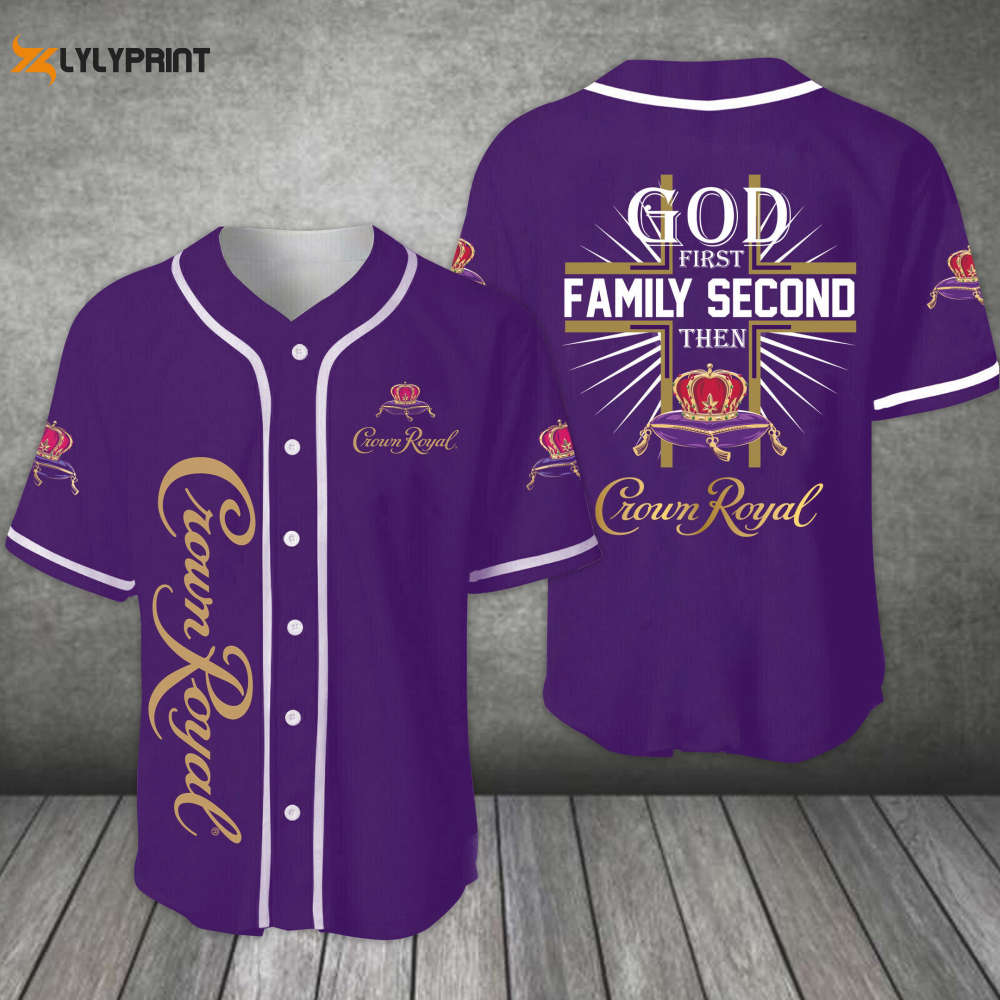 God First Family Second Then Crown Royal All Over Print Unisex Baseball Jersey - lylyprint.com baseball jersey product view 1