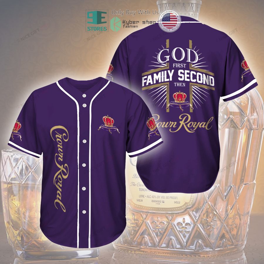 BEST God First Family Second Then Crown Royal purple Baseball Jersey baseball jersey product view 1