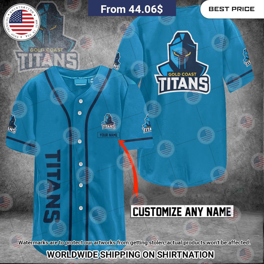Gold Coast Titans Custom Name Baseball Jersey baseball jersey product view 1