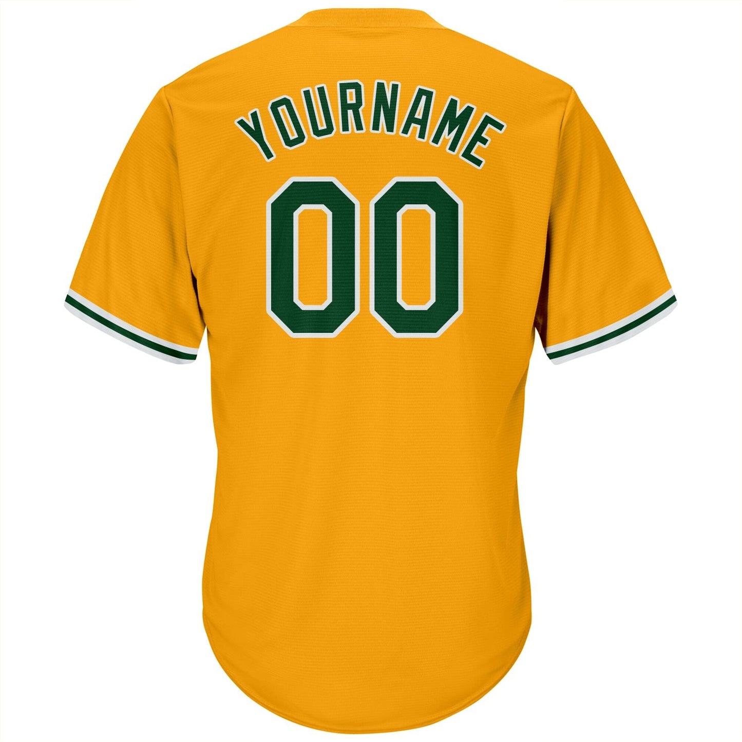 Custom Gold Green-White Authentic Throwback Rib-Knit Baseball Jersey Shirt baseball jersey product view 3
