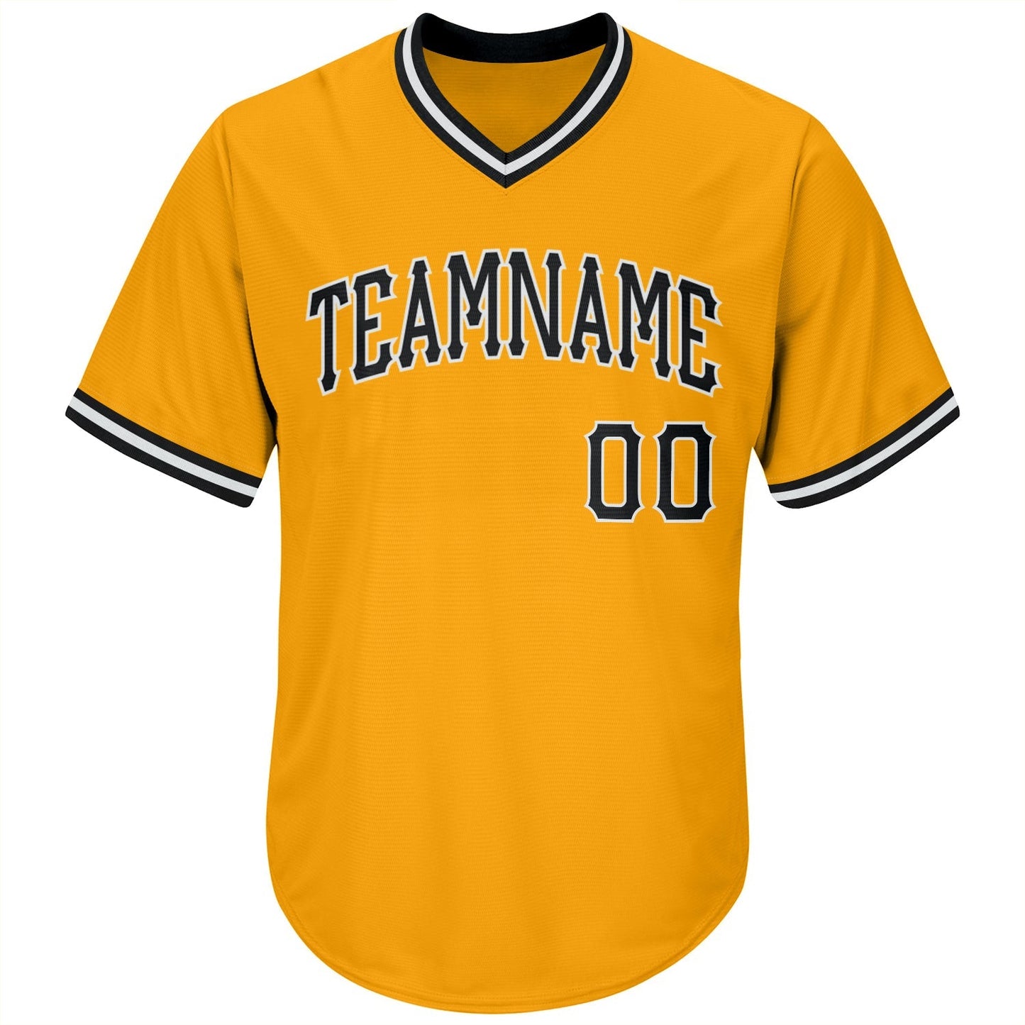 Custom Gold Black-White Authentic Throwback Rib-Knit Baseball Jersey Shirt baseball jersey product view 2