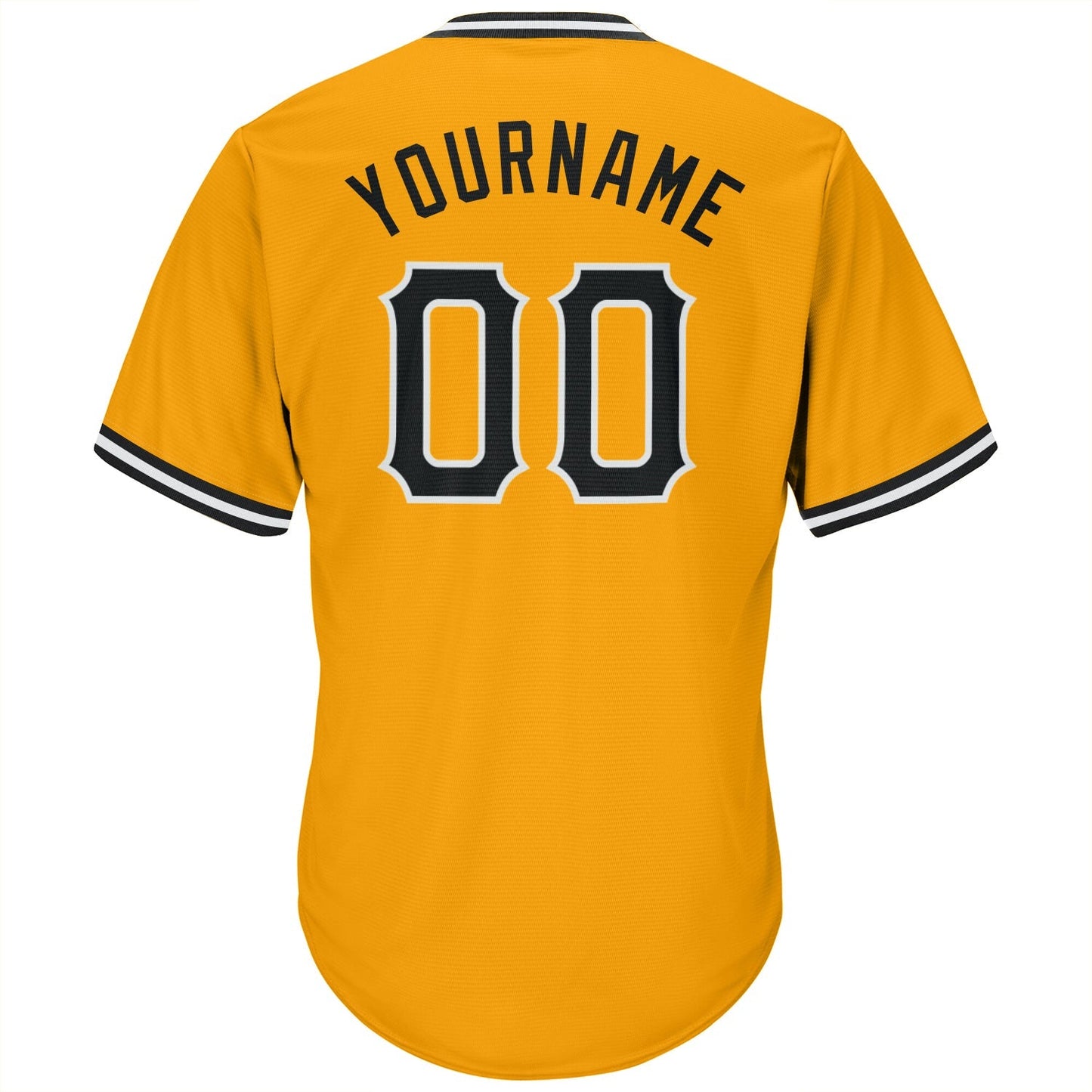 Custom Gold Black-White Authentic Throwback Rib-Knit Baseball Jersey Shirt baseball jersey product view 3