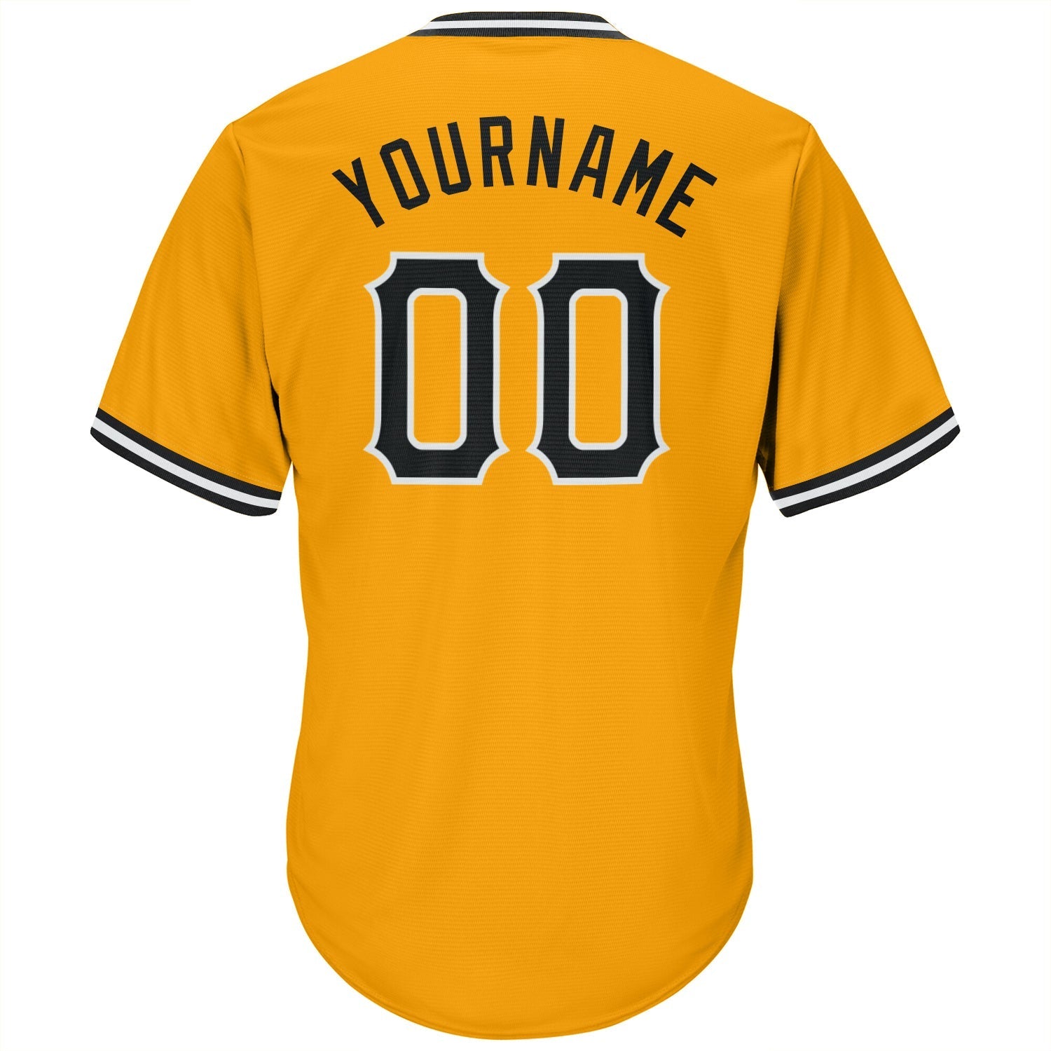 Custom Gold Black-White Authentic Throwback Rib-Knit Baseball Jersey Shirt baseball jersey product view 3