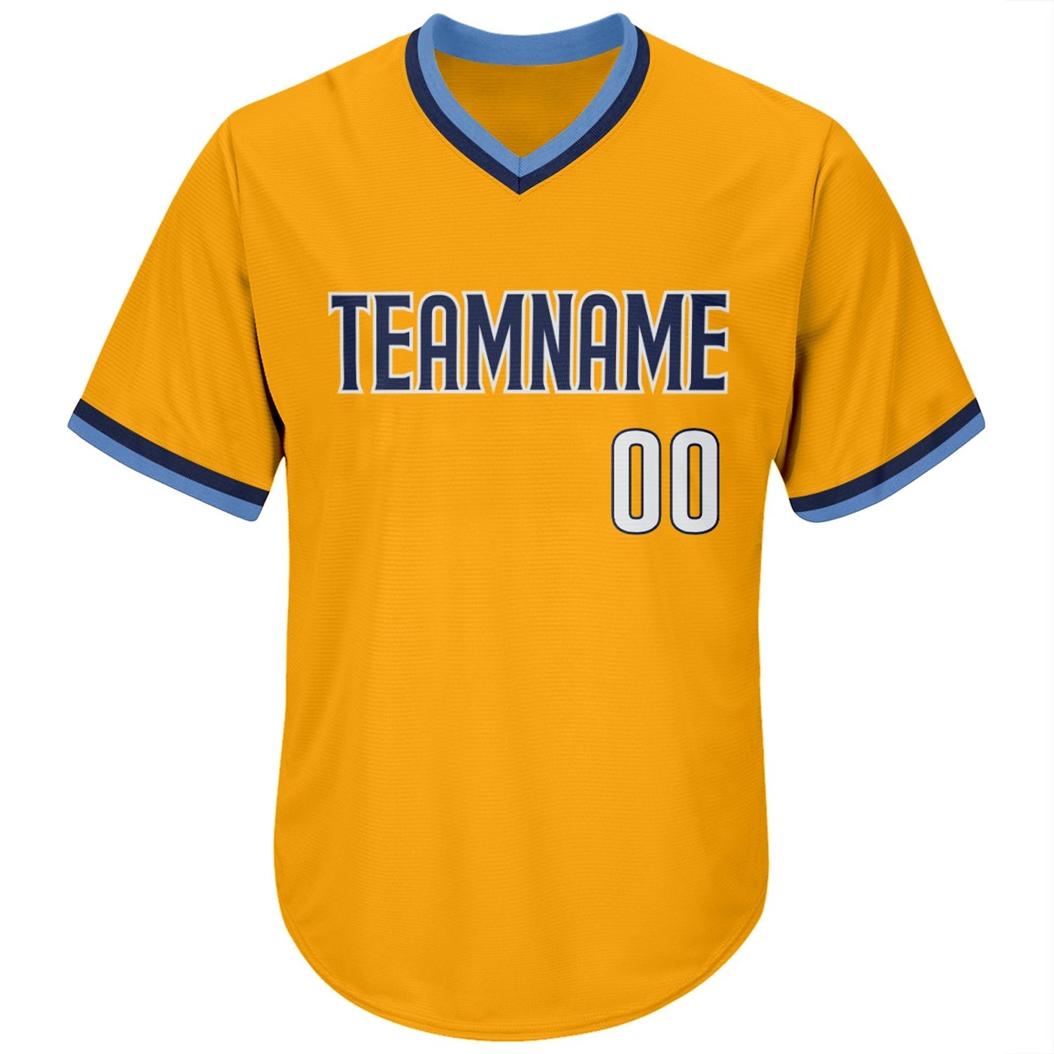 Custom Gold White-Navy Authentic Throwback Rib-Knit Baseball Jersey Shirt baseball jersey product view 2