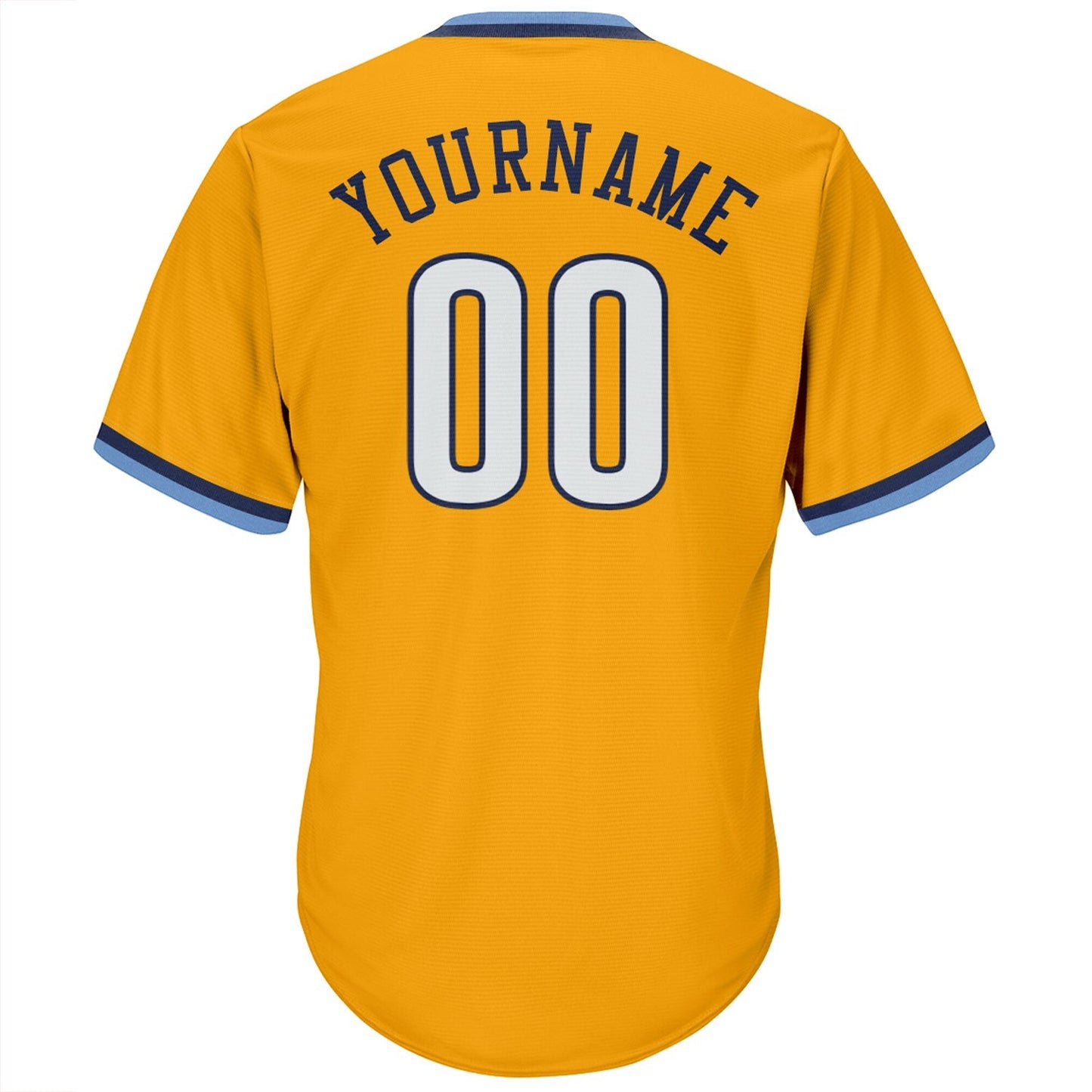 Custom Gold White-Navy Authentic Throwback Rib-Knit Baseball Jersey Shirt baseball jersey product view 3