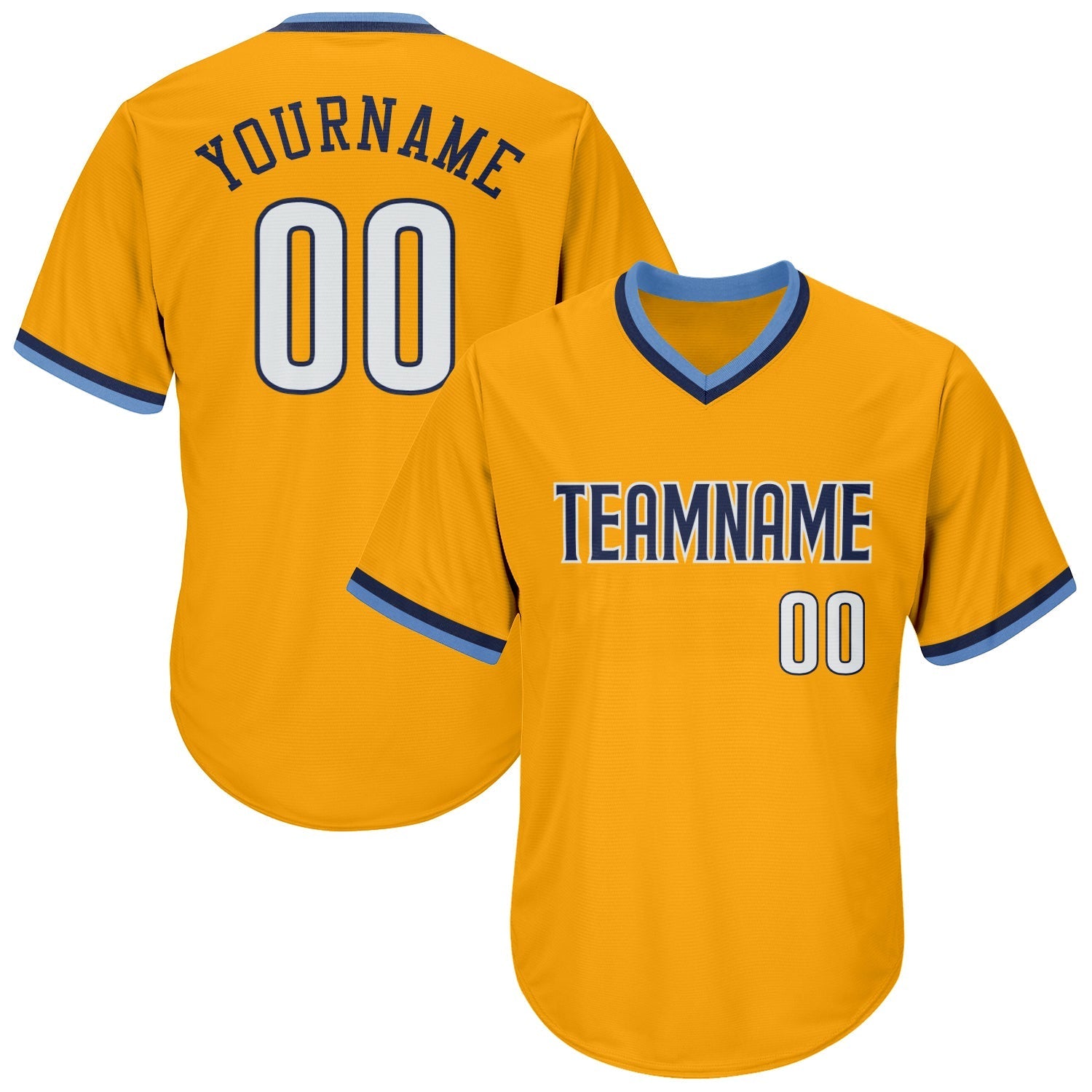 Custom Gold White-Navy Authentic Throwback Rib-Knit Baseball Jersey Shirt baseball jersey product view 1