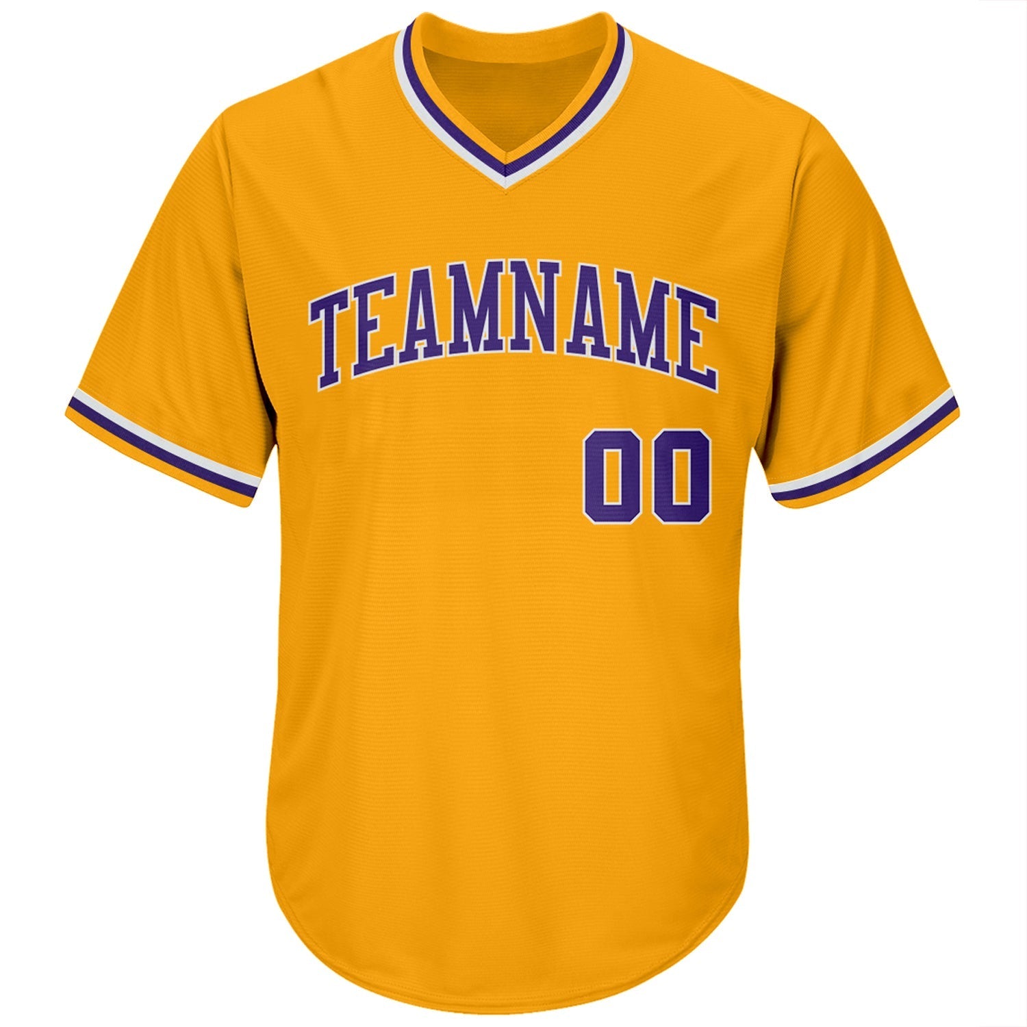 Custom Gold Purple-White Authentic Throwback Rib-Knit Baseball Jersey Shirt baseball jersey product view 2