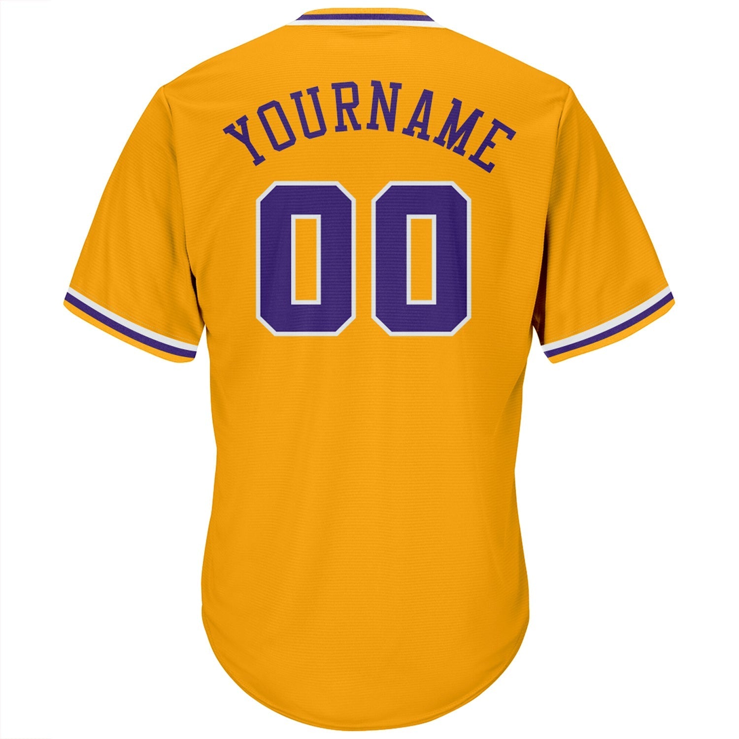 Custom Gold Purple-White Authentic Throwback Rib-Knit Baseball Jersey Shirt baseball jersey product view 3