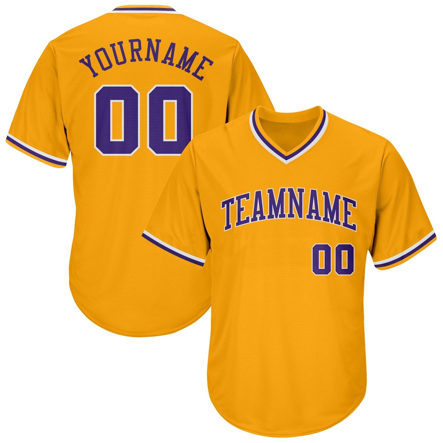Custom Gold Purple-White Authentic Throwback Rib-Knit Baseball Jersey Shirt baseball jersey product view 1