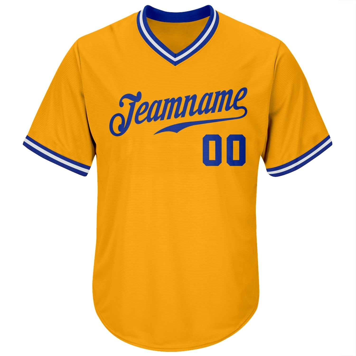 Custom Gold Royal-White Authentic Throwback Rib-Knit Baseball Jersey Shirt baseball jersey product view 3