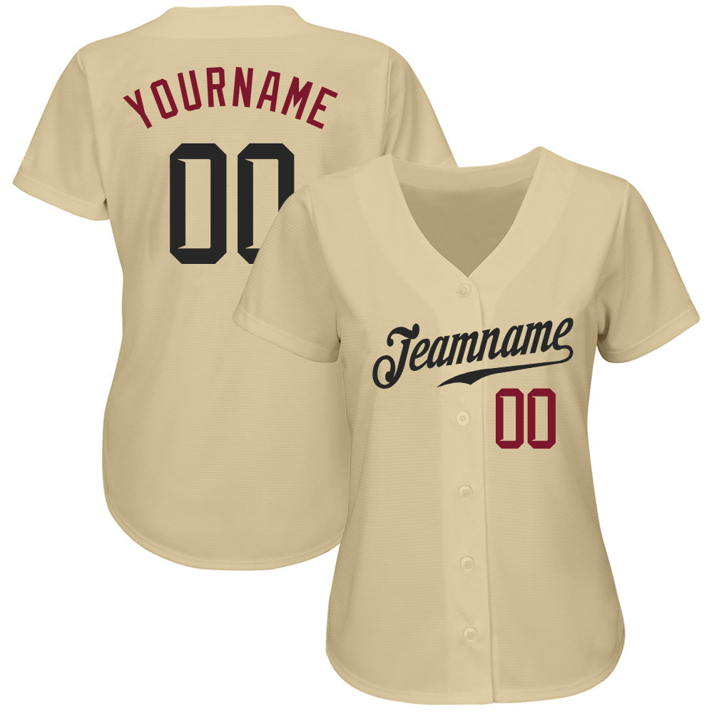 Custom Sand Black-Crimson Authentic Baseball Jersey baseball jersey product view 2