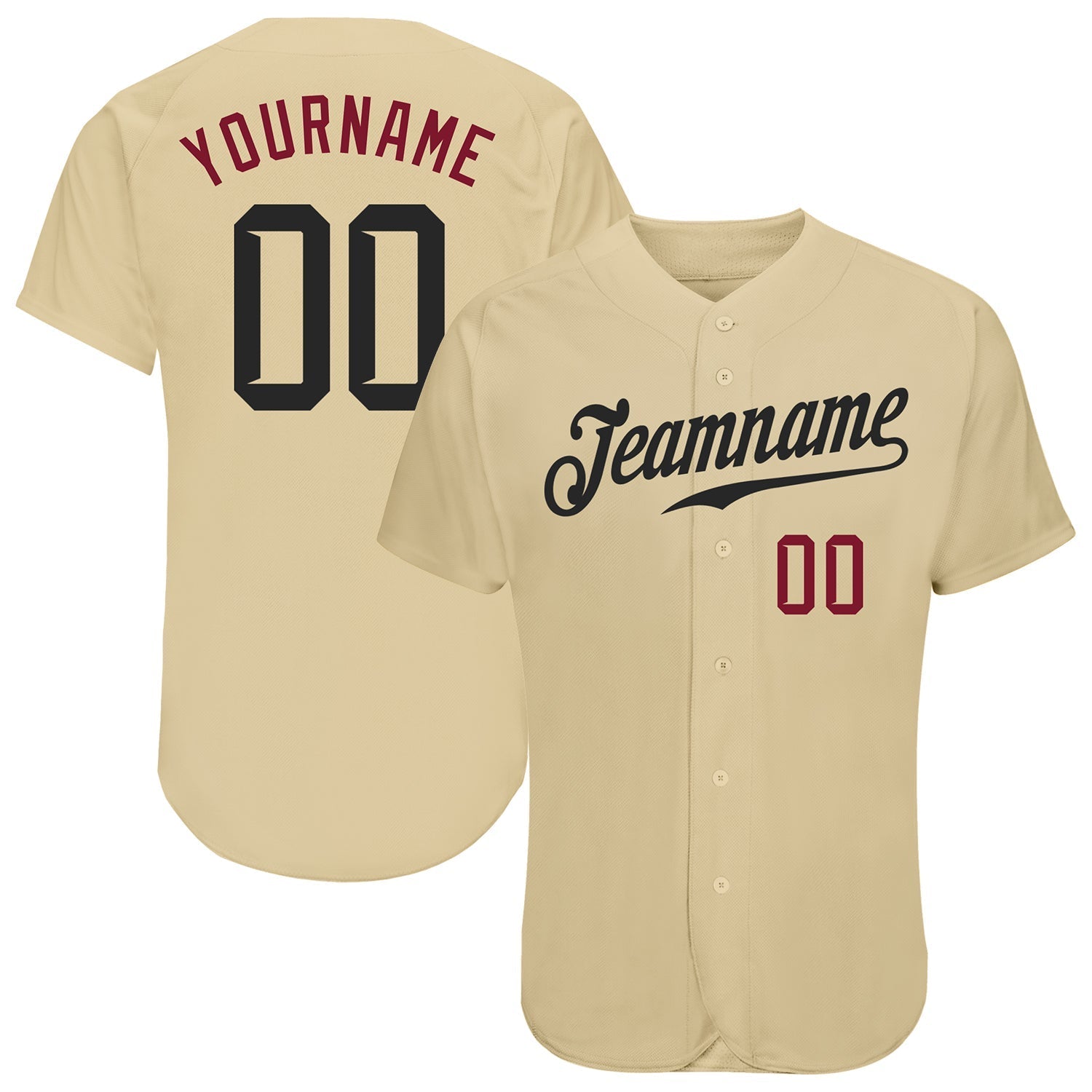 Custom Sand Black-Crimson Authentic Baseball Jersey baseball jersey product view 1